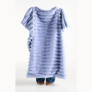 NEW Tipped Puffer Faux Fur Throw Blanket - 60 x 70 - Sky, By Anthropologie